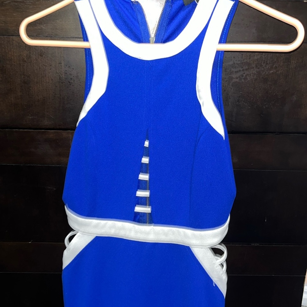 Blue and white dress